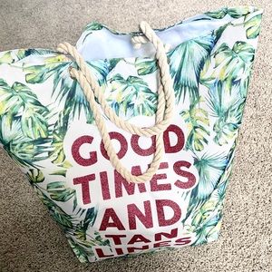 Tropical Palm Leaf Large Beach Tote